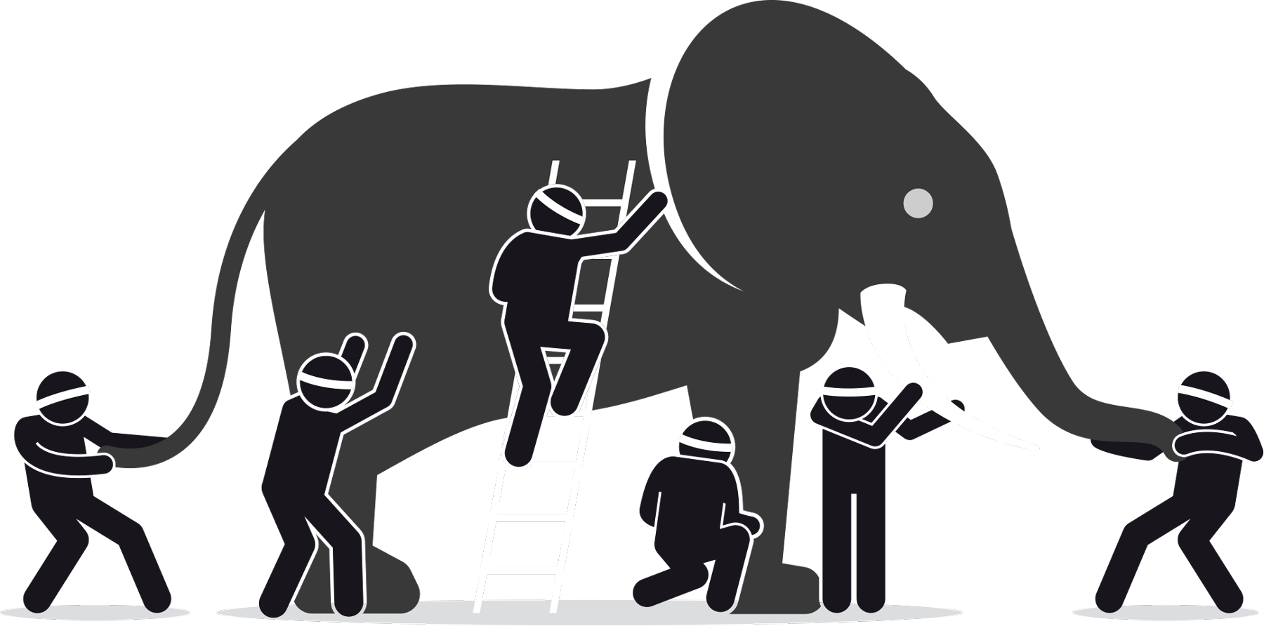 clipart people around an elephant