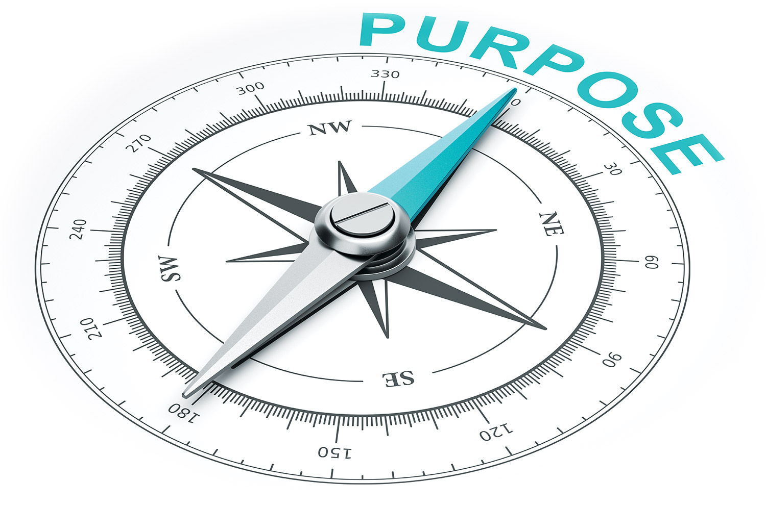 A compass with the word Purpose above it