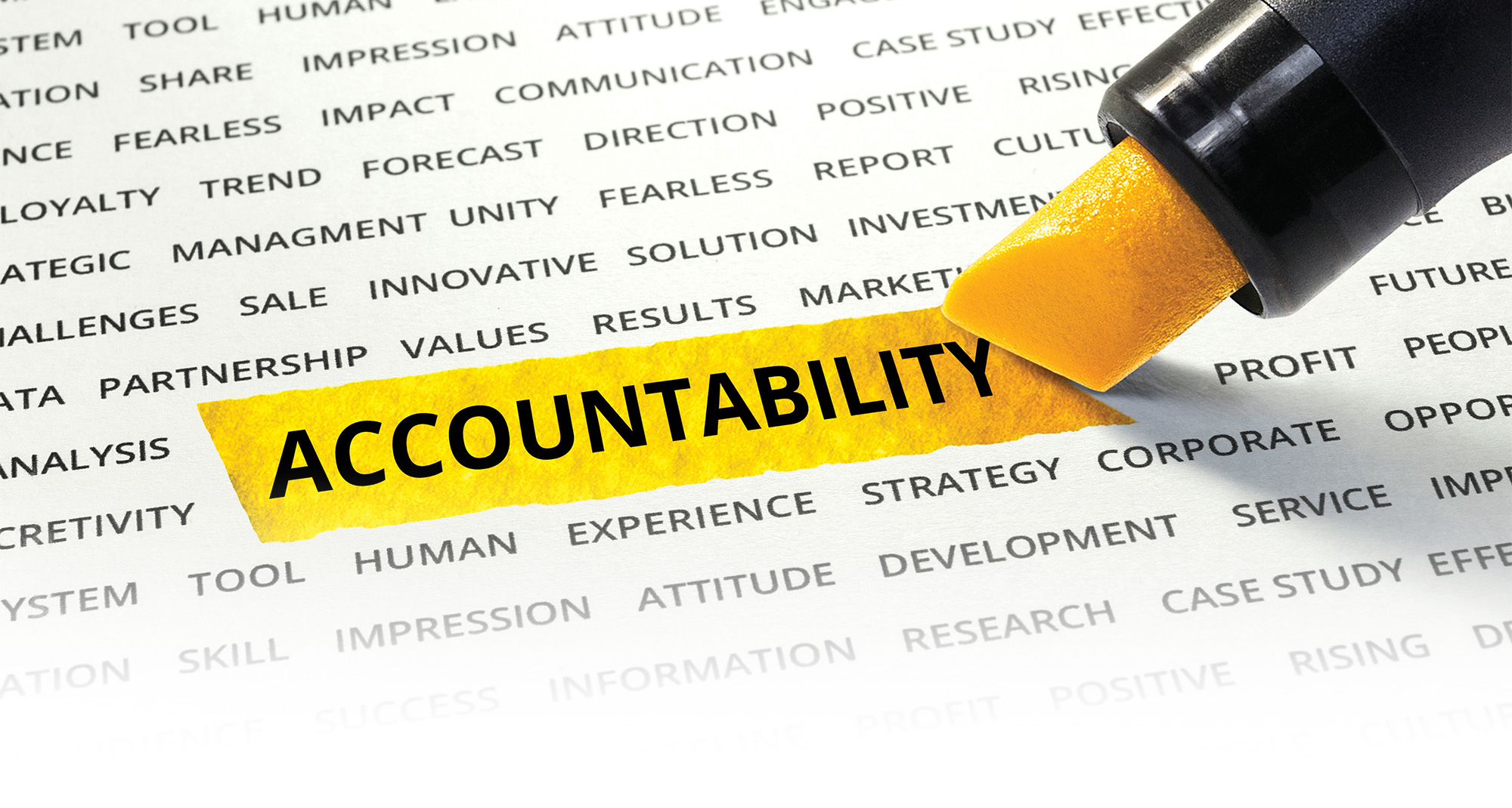 the word accountability being highlighted with a yellow marker