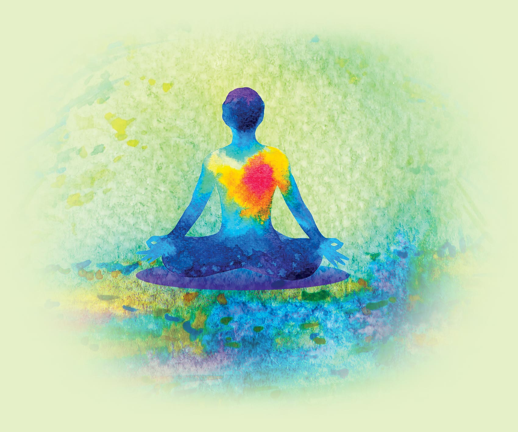water color of a figure in Lotus position